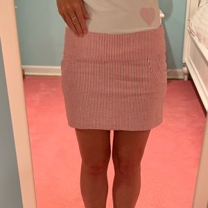 Aqua Red Seersucker Skirt